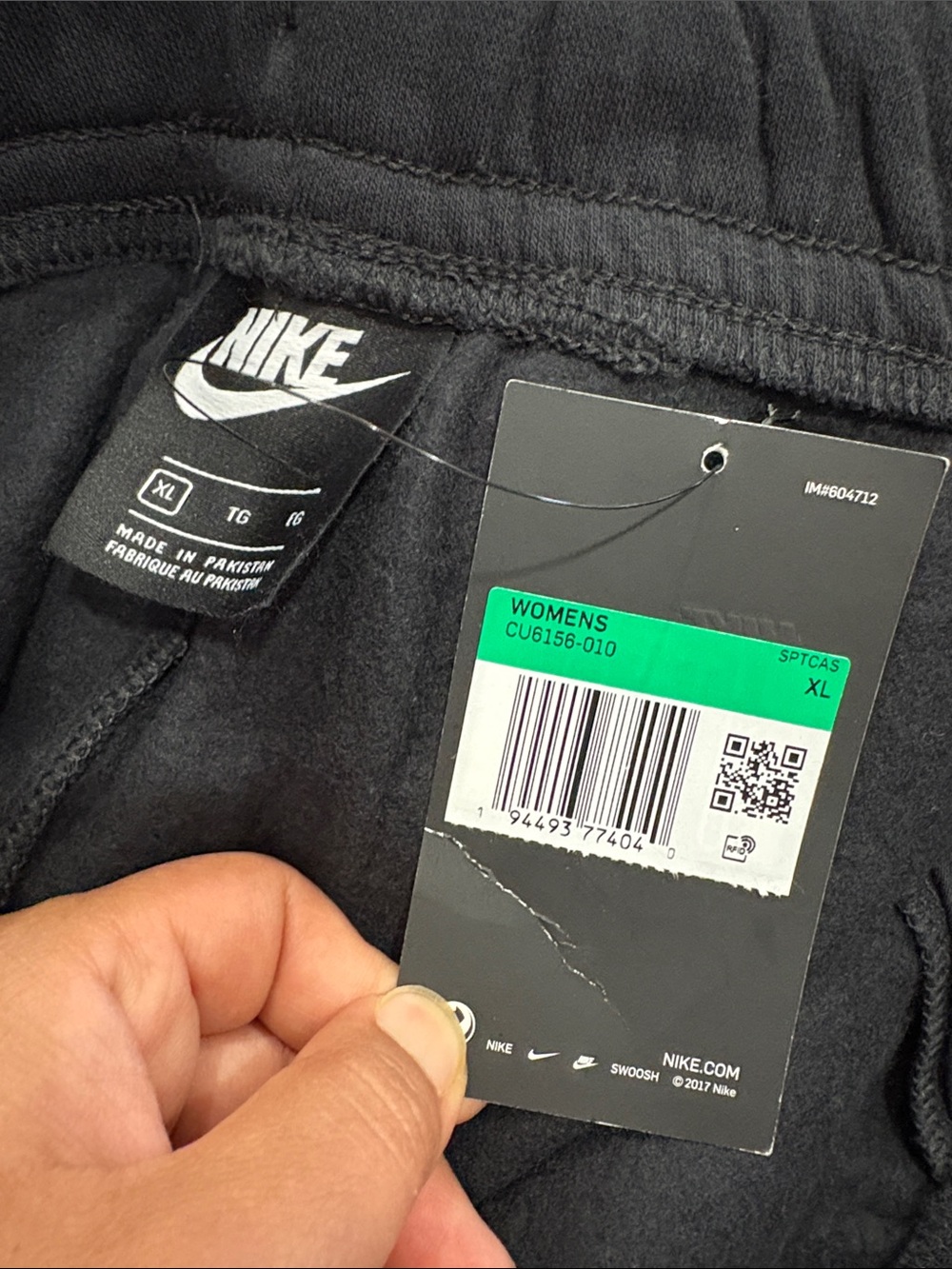 Nike Palazzo Wide Leg Loose Fit Black Cotton Fleece Sweatpants NEW XL CU6156 - Picture 5 of 7